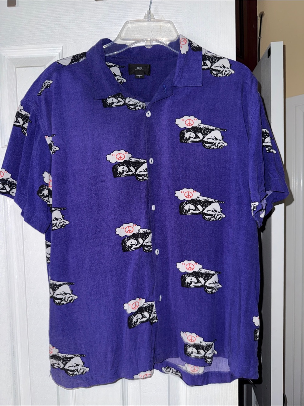 OBEY Men's Purple Short-Sleeve Button-Up